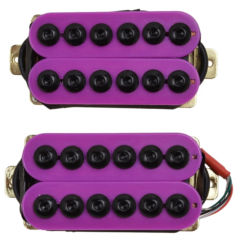 2Pcs Metal Pickups Double Coil Bridge Neck Humbucker Pickups For Electric Guitar With Ceramic Magnets& Umbrella-Head Screws Red