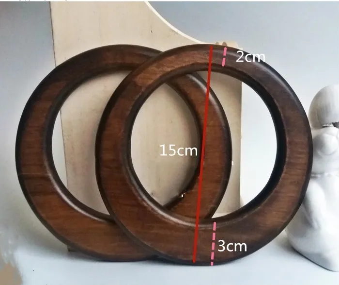 Одна пара деревянных ручек Obag DIY части Сумки и аксессуары Круглое Кольцо деревянная вешалка O форма Торус Ручка сумки оптом