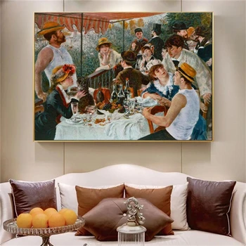 

Pierre Auguste Renoir the boater's lunch Famous Painting Prints on Canvas Wall Art Decorative Picture for Living Room Home Decor