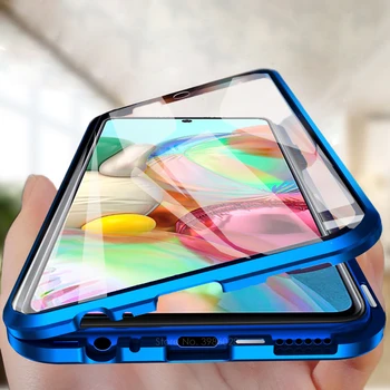 

Magnetic Adsorption Metal bumper Case for samsung galaxy a51 a71 a515f a715f a 51 71 2019 6.7 “ Double side tempered Glass case