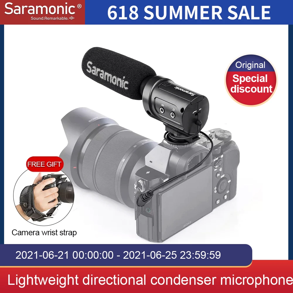 Saramonic SR-M3 Mini Directional Condenser Microphone with Integrated Shockmount Switches for DSLR Cameras & Camcorders