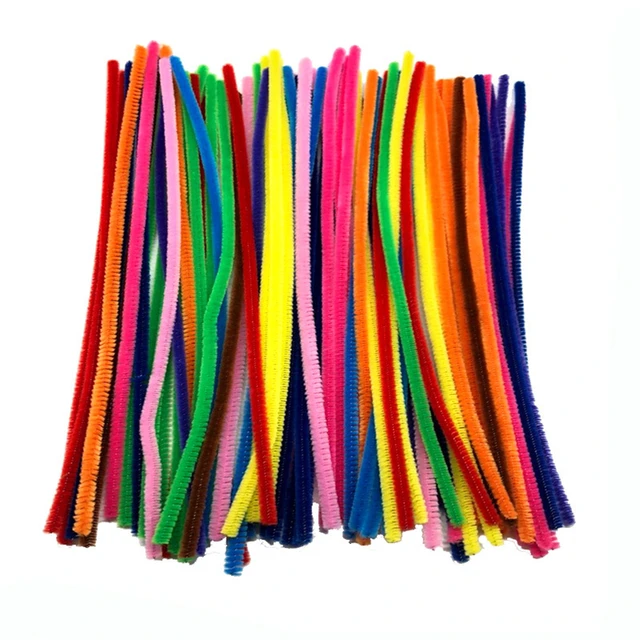 100pcs 30cm Chenille Stems Pipe Cleaners Kids Plush Educational Toy Colorful Pipe Cleaner Toys Handmade DIY Craft Supplies Random Color 100Pcs