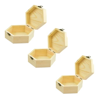 

3Pcs L M S Size Wooden Jewelry Box for Watch Earrings Necklace Memorial Case