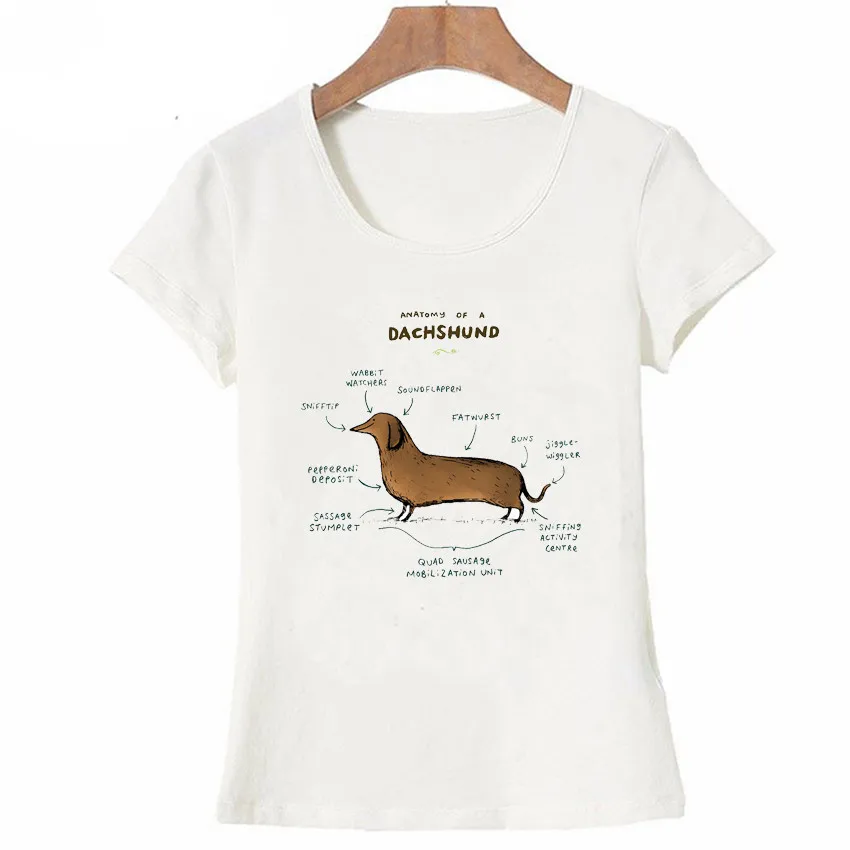 Футболка с рисунком собаки из таксы летняя повседневная женская футболка
