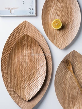 

Japanese-style Wooden Pallets Oval Wood Tray Rectangular Children's Breakfast Dishes Solid Bread Cake Plates