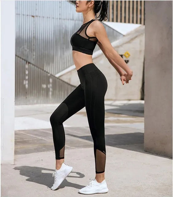 High Waist Tummy Control Tight Pants Women Mesh Splice Sport Leggings  Fitness Sportswear For Women Gym Breathable Yoga Pants - Yoga Pants -  AliExpress