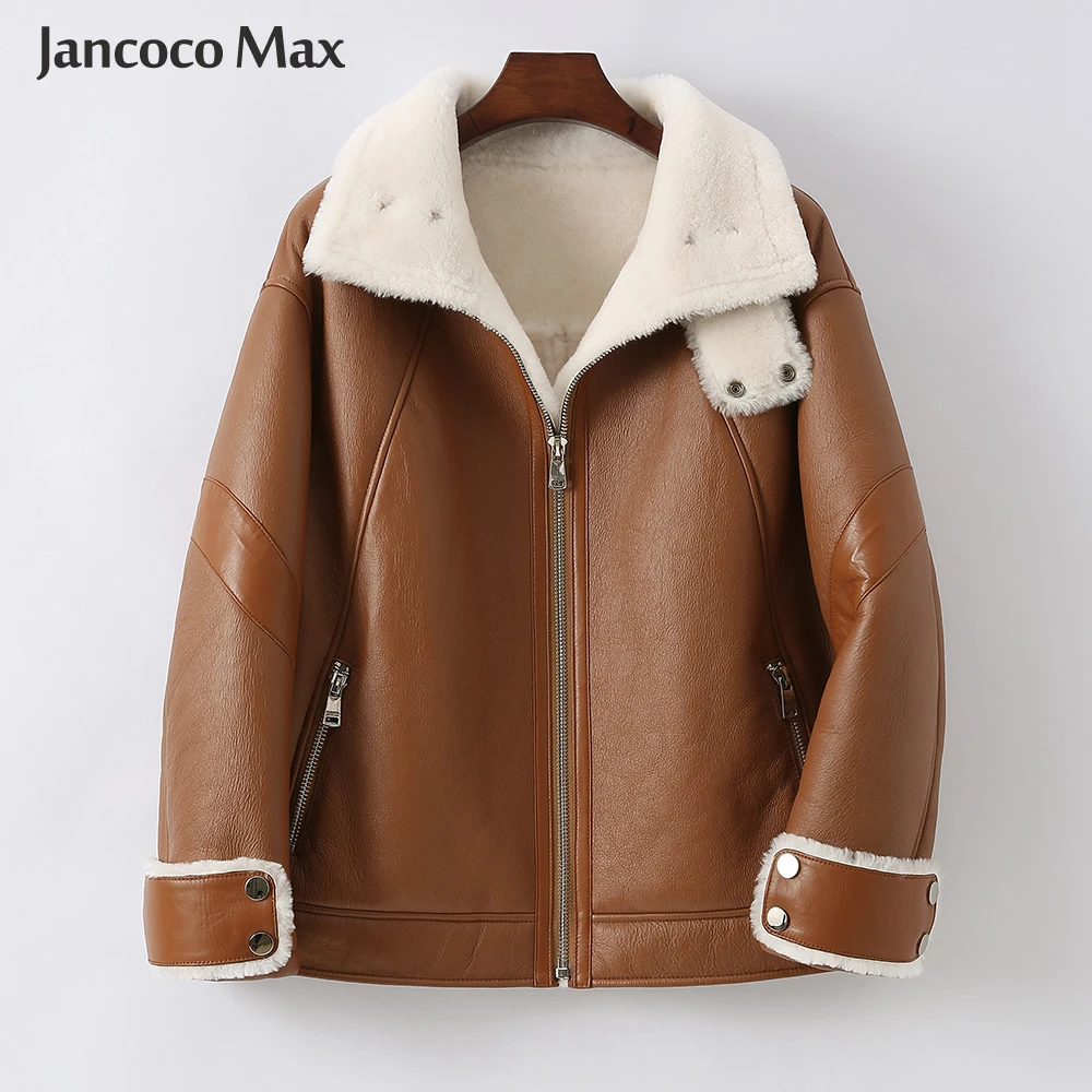 2021 New Style Women's Real Leather Bomber Jackets Sheepskin Lamb Fur