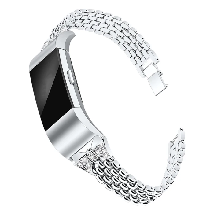 Замена браслет металлические стразы часы с бантом ремешок для FitbitCharge 2 FKU66