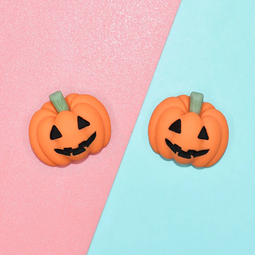 20Pcs Cute Halloween Pumpkin Flatback Resin Cabochon Scrapbook Embellishment Craft Decoration Parts Doll House Accessories