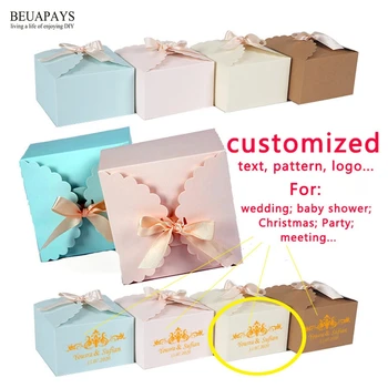 

Free shipping 100pcs customized 14.5*14.5*9cm Solid color gift box customized wedding candy box baby shower christmas party deco
