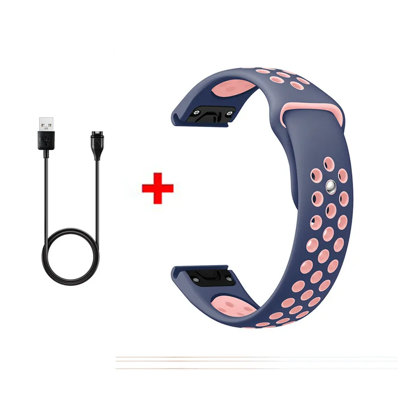2 в 1 COMLYO силиконовый ремешок для Garmin Fenix 5 кабель usb зарядка для Garmin Fenix 5 ремень для часов Fenix5 ремешок для часов - Цвет: Color2