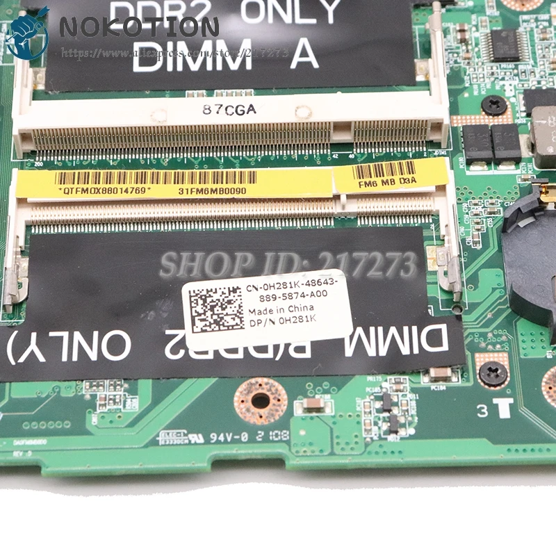 NOKOTION материнская плата для ноутбука Dell Studio 1535 1537 0H281K pm DDR2 HD3470 графический