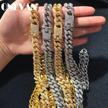 

Men Hip Hop Iced Out Bling Full Pave Rhinstones Chain Necklace Fashion CZ Miami Cuban Chains Necklaces Hiphop for Unisex Jewelry