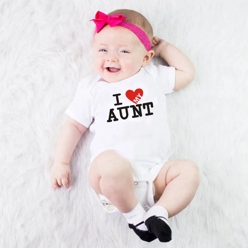 Детские комбинезоны с надписью «I Love My Aunt»; одежда для маленьких мальчиков и девочек; хлопковые детские Комбинезоны Одежда для новорожденных; одежда для малышей; боди