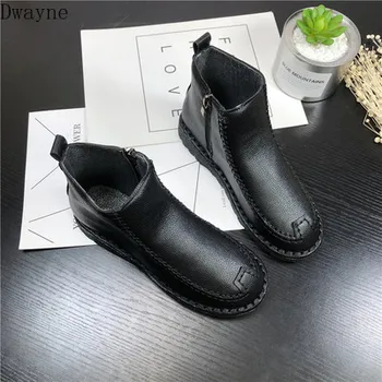 

2019 autumn and winter new art and art Sen retro handmade women's shoes fashion flat boots soft bottom Martin boots women