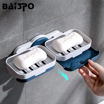 

BAISPO Rotarable Drainge Soap Box Soap Dish For A Bathroom Travel Soap Dish Bath Gadgets Storage Rack Bathroom Accessories Sets