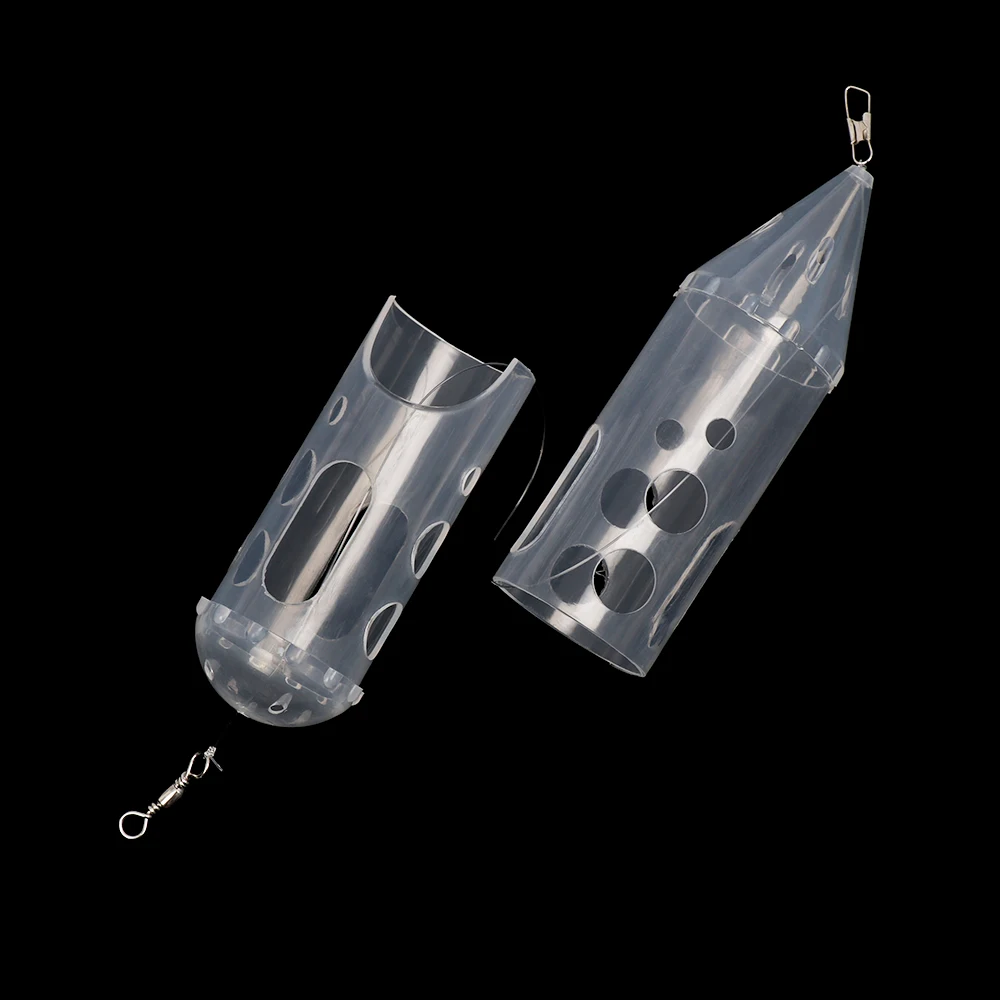 1 шт. прозрачная PE Rocket Shaped приманка-Фидер клетка приманка яма клетка-ловушка корзина полое отверстие подставка для кормушки рыболовные приманки клетки