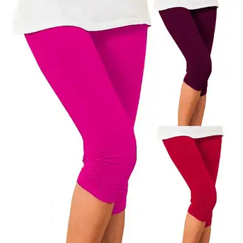 

Elastic High Waist Sports Leggings Fashion Women Candy Color Skinny Pants Elastic Quick Dry 3/4 Sports Leggings Trousers