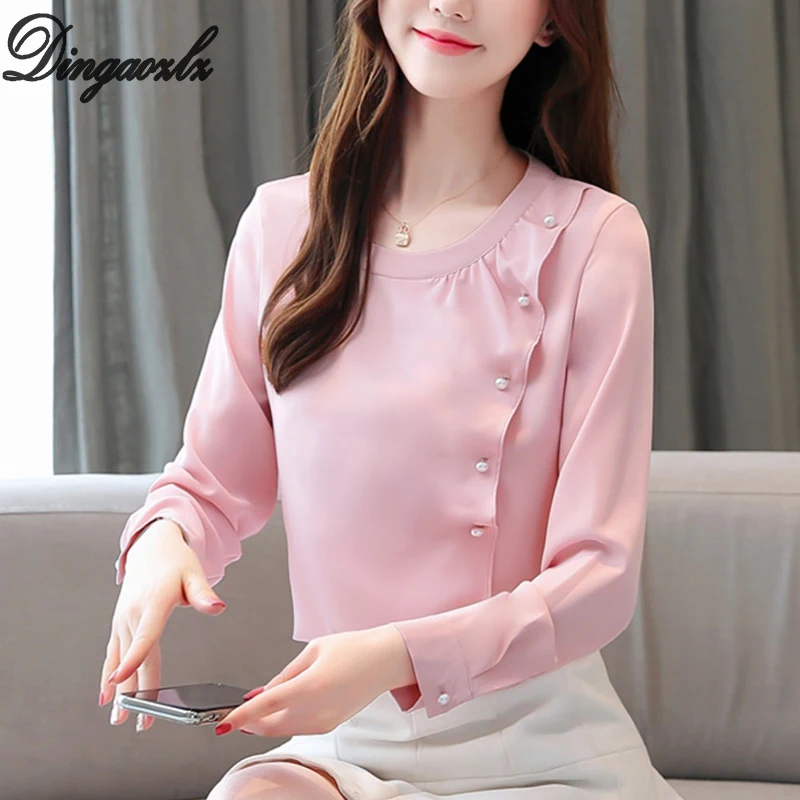 Dingaozlz шифоновая OL рубашка Элегантная женская шифоновая блуза с длинным рукавом Повседневная одежда женские топы Новинка корейский