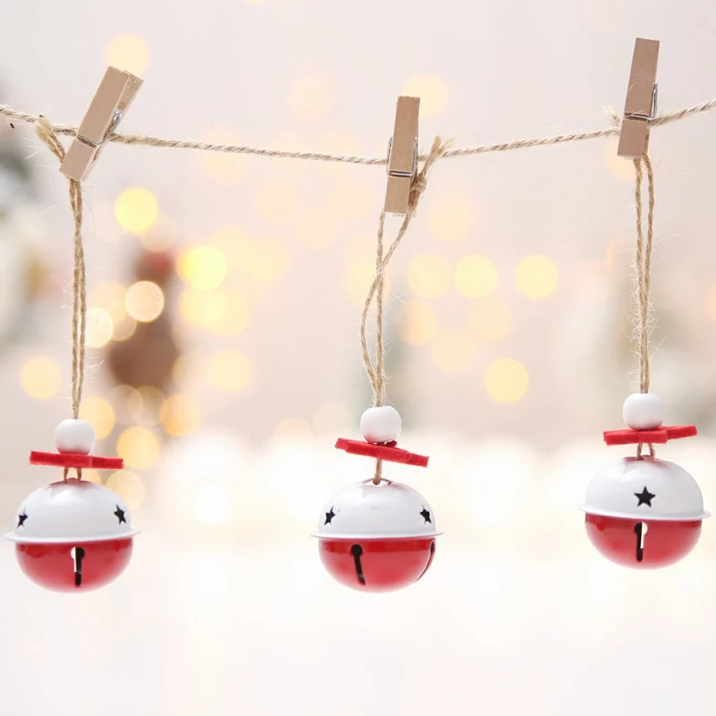 Christmas Bells Red And White Metal Hollow Out Decorative Bells Christmas Pendant Hanging Holiday Decorations