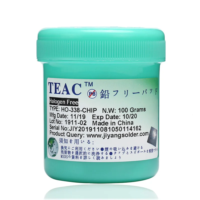 TEAC HO-338-CHIP 100G 100% Original Lead-Free Solder Flux Paste For SMT BGA Reballing Soldering paste Welding flux Repair Tools
