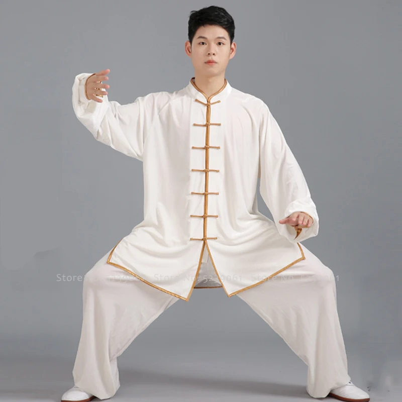 Billige Männer Kung Fu Uniform Set Traditionelle Chinesische Hanfu Tang anzug Frauen Kampfkunst Tai Chi Outfits Bühne Leistung Cosplay Kostüm
