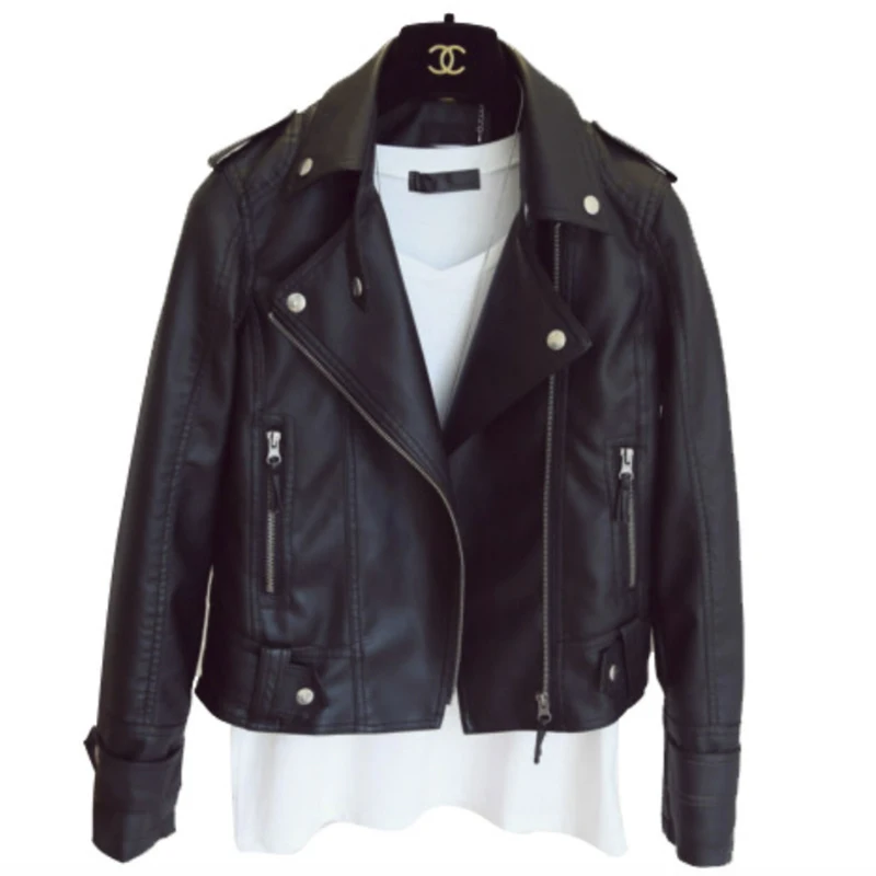 lower price  Leather Jacket Women PU Leather Coat Black Jacket Casual New Grunge Short Women Jacket Fit Daily St
