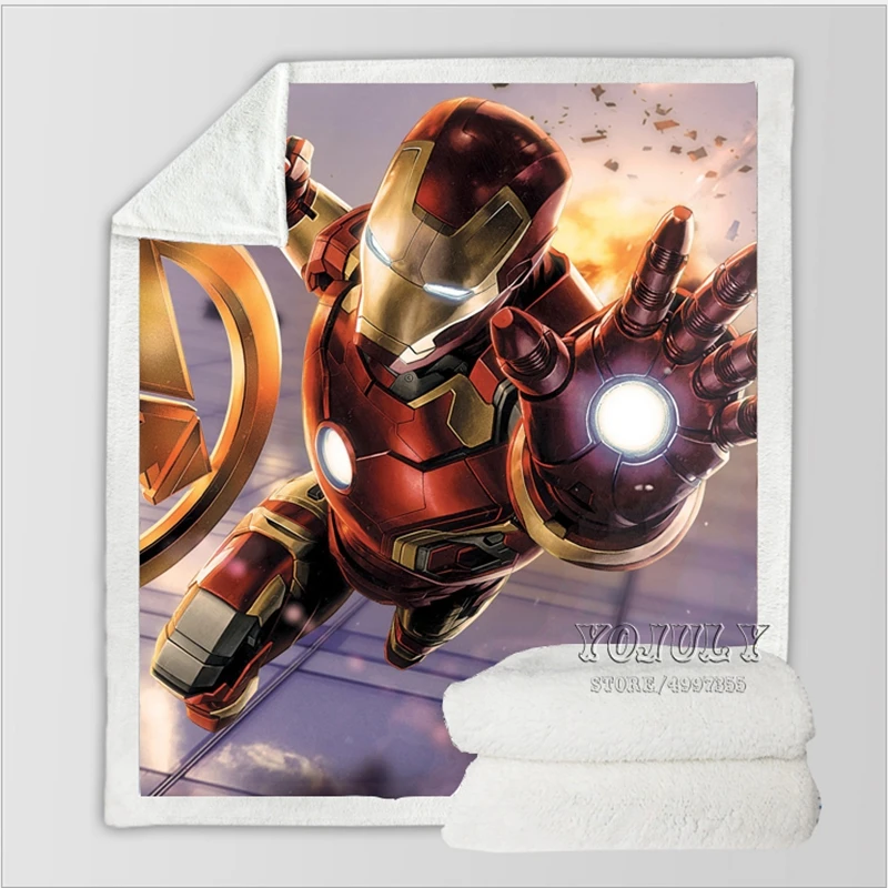 YOJULY, Железный человек, герой Marvel, для детей и взрослых, 3d принт, одеяло, диване, пододеяльник, теплое постельное белье, удобное офисное одеяло для короткого сна K36