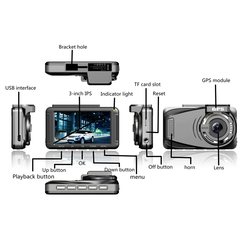 Автомобильный мини 1080P Dash Камера, 3 дюйма, ЖК-дисплей HD управляя Регистраторы 170 ° Широкий формат(G-sensor) Сенсор, петля Запись, обнаружение движения, светодиодный дисплей, 24 часа в сутки Par