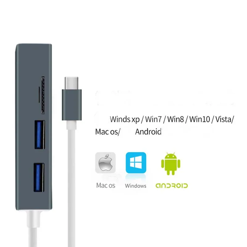 Профессиональный 5 в 1 usb-хаб алюминиевого сплава Тип-C USB Hub адаптер супер Скорость USB 3,0 Порты SD/TF кард-ридер для Macbook ультрабук