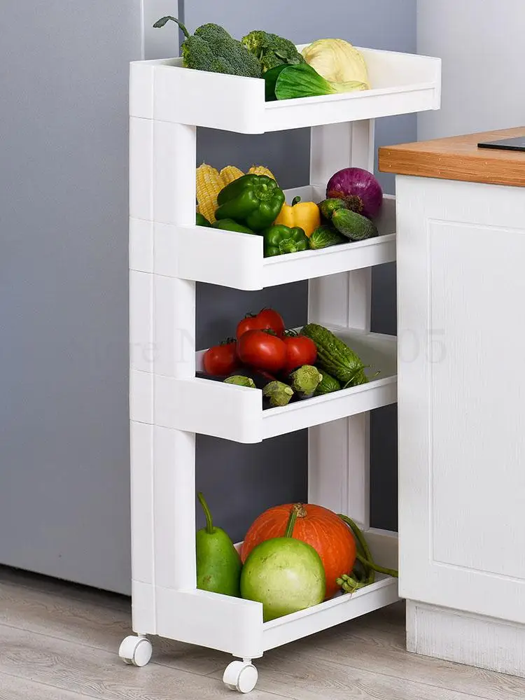 Trolley Rack Plastic Toilet Living Room Storage Rack Multi-layer Kitchen Movable Storage Rack Landing