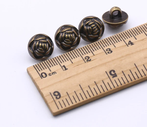 30pcs/lot Size:12mm New Flower buttons for Coat Bronze Color Scrapbooking accessories Plastic button(SS-857