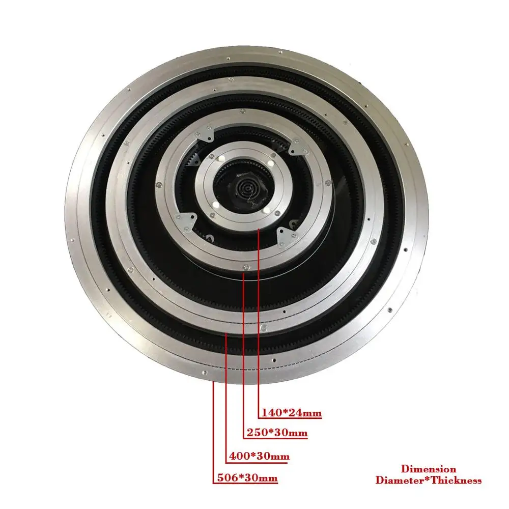 Aluminium Alloy Rotating Turntable 250mm with 220V Motor Speed 3RPM for Dining Table Exhibit Display