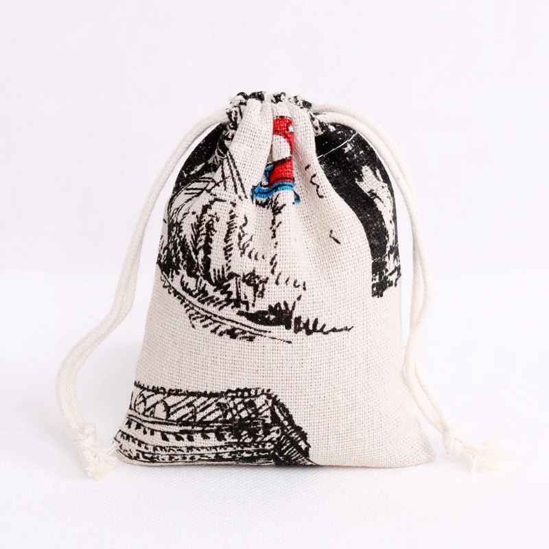 Hotsale 3pcs/lot Black Tower Heart Pattern Big Size Cotton Bags 19x24cm For Fashion Girl Socks Cloth Packing Pouches Drawstring | Украшения