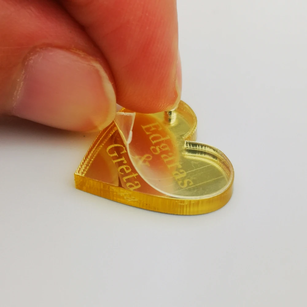 50Pcs Personalized Engraved Wedding Heart Table Decoration Baby Shower Party Favors Centerpiece Confetti Gold  Silver Mirror 1