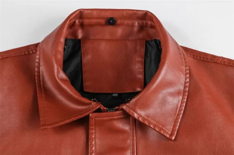 New men's leather jacket spring and autumn coat PU leather casual warm detachable fur collar Windproof jacket