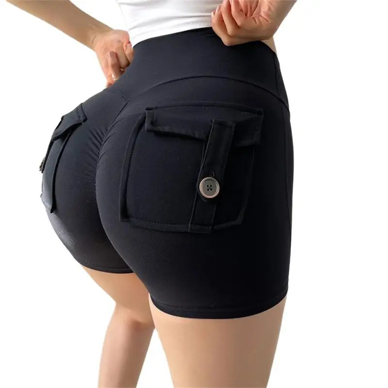 Summer Sexy Women's Sports High Waist Shorts with Pocket Athletic Gym Workout Fitness Yoga Leggings Shorts Athletic Breathable