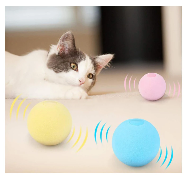 Elves Fleece Smart Cat Toys Interactive Ball with Catnip Cat Training Squeaky Fidget Toys Cats Products for Pets