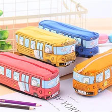 

Student Stationery Bus Pencil Bag Bus Pencil Box Men's and Women's Canvas Stationery Box School Supplies Cases Organizer Pouch