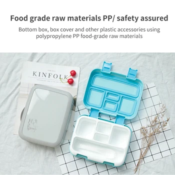 

High Quality Five Grid Food Container Compartments Microwave Safe Sealed Bento Box For School Office Picnic Unch Box