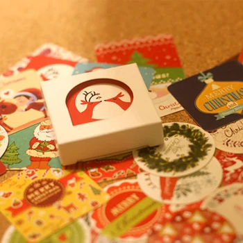 

38 Pcs/ Box Christmas Greeting Mini Paper Sticker Decoration DIY Diary Scrapbooking Seal Sticker Kawaii Stationery
