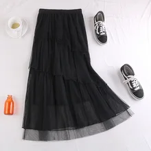 12 Белый Черный Асимметричный гибкий эластичный Эластичный Высокая талия миди сетчатая юбка для женщин женские юбки saia sias faldas