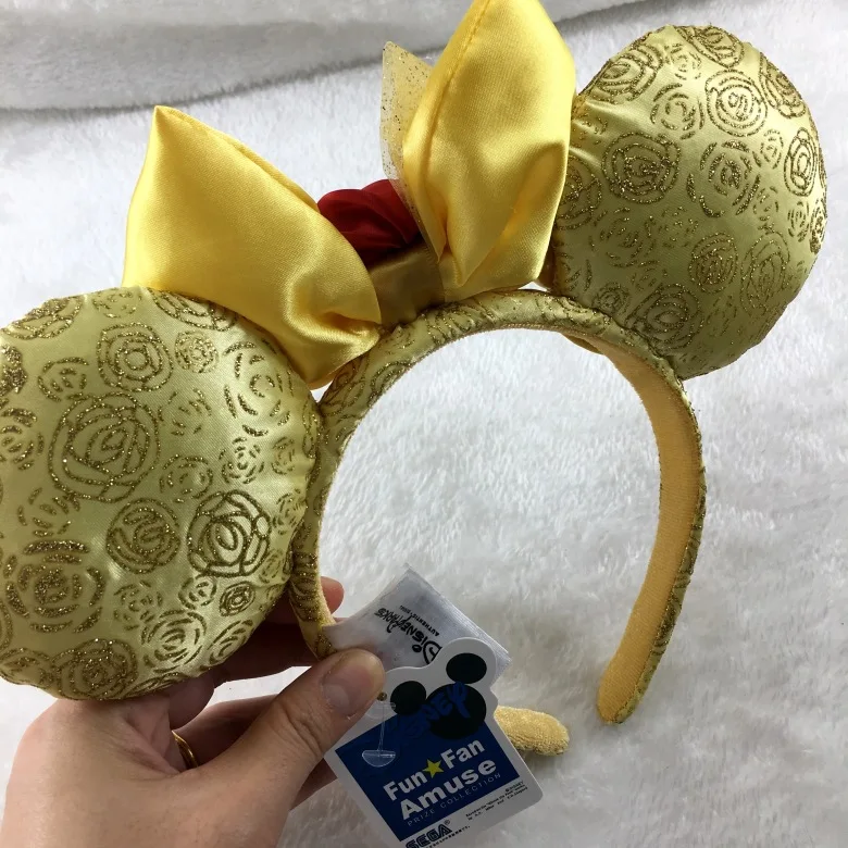 1 шт. обруч Микки Новинка уши Минни Маус желтый бант цветы костюм повязка на