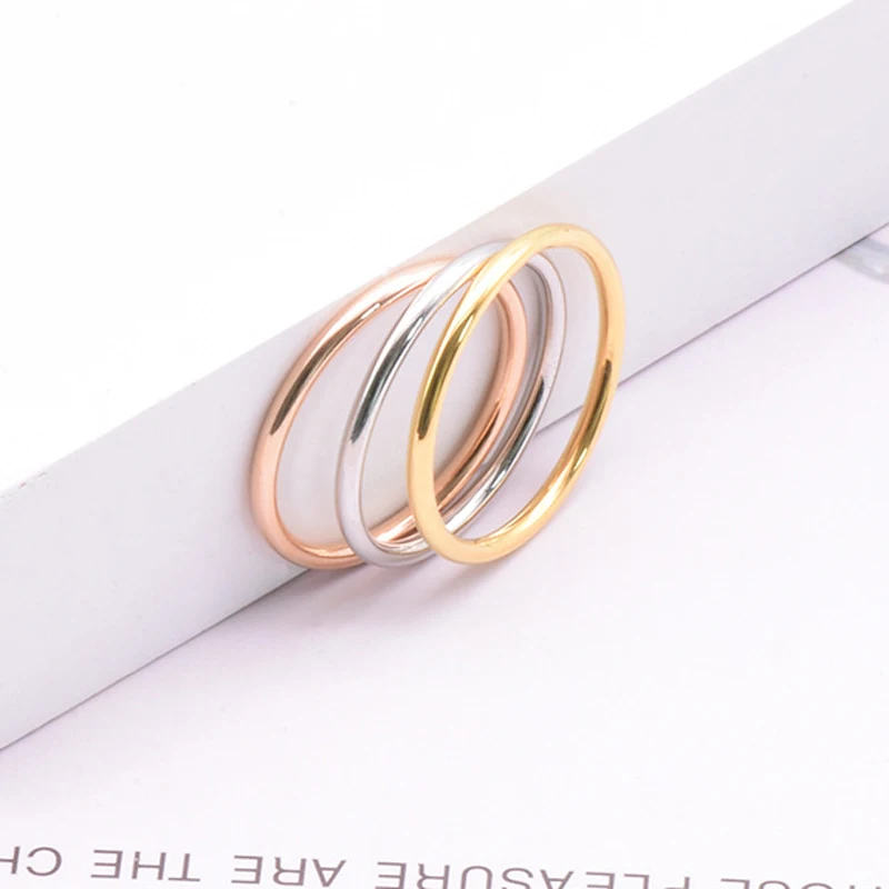 316 Stainless Steel Rounded Thin Rings Women Girls Small Circle Ring Jewelry 1.5mm Rose Gold Silver Color Size 4 5 6 7 8 9 10 11 finger rings fashion rings fashion ring stainless steel rings metal rings