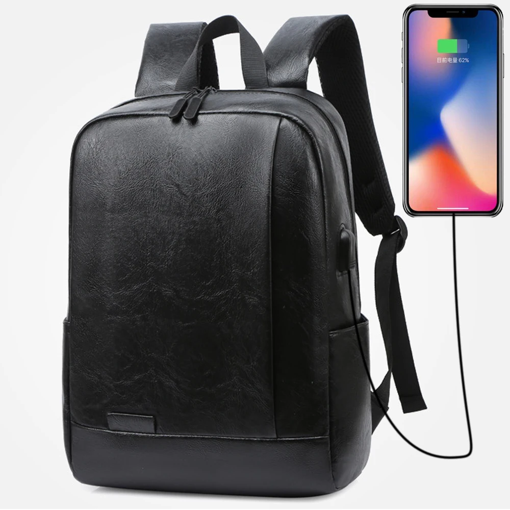 

2020 backpack men's fashion sports leisure youth schoolbag simple pu leather computer backpack business men's backpack