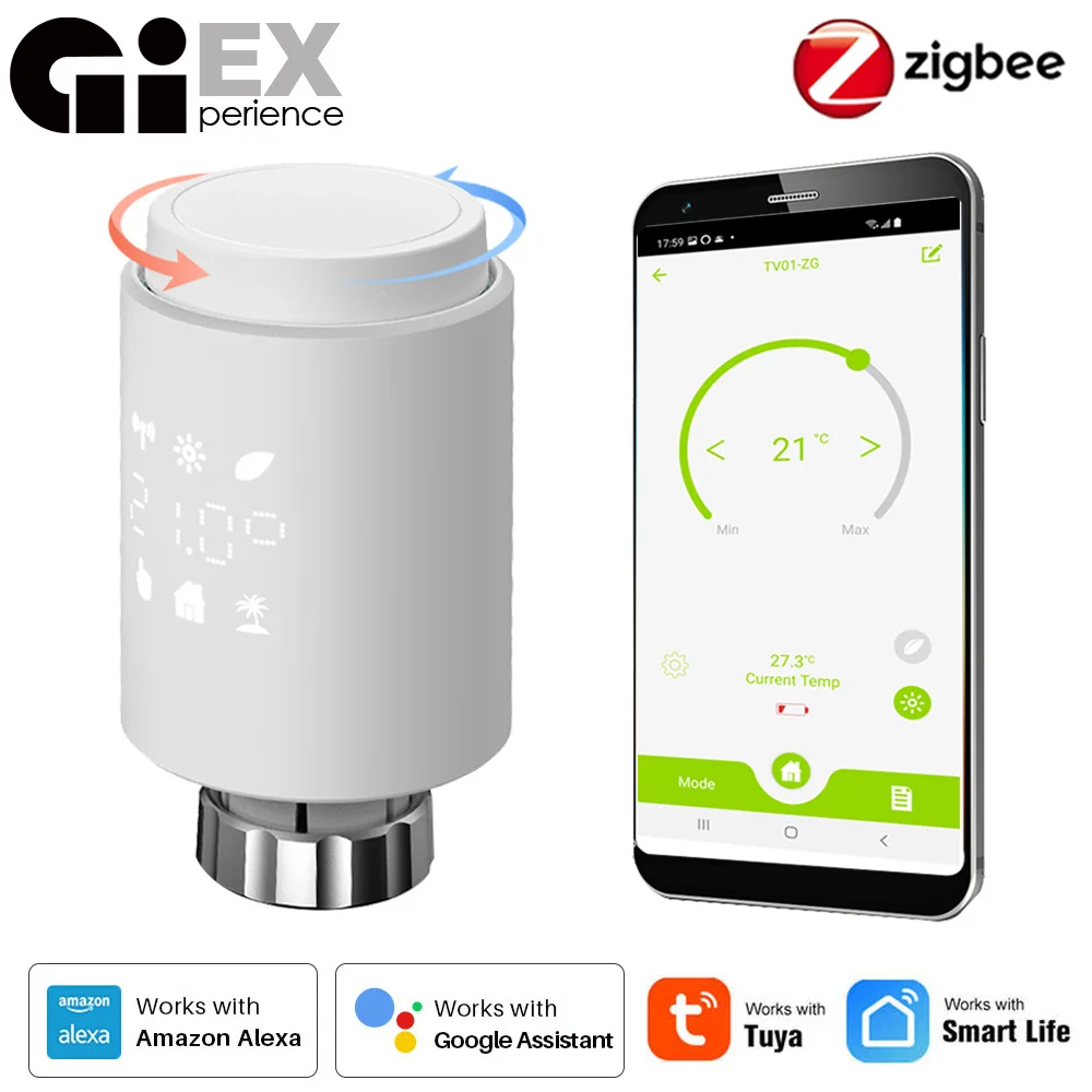 ZigBee3.0 умный WIFI термостатический привод клапана радиатора TRV Программируемый