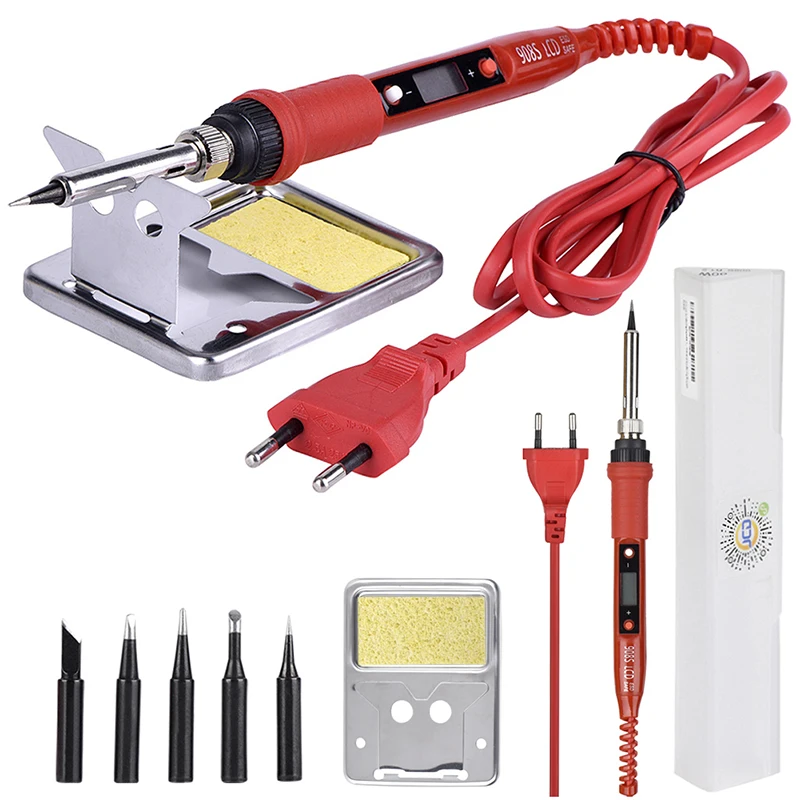 JCD 80W Electric Soldering Iron LCD Digital Display Adjustable Temperature 220V110V Soldering Iron Kit Welding Repair Tools 908S gas welding equipment Welding Equipment