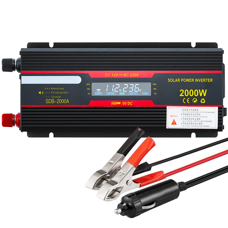 

2000W Watt DC 12V to AC 220V Portable Car Power Inverter Charger Converter Adapter DC 12 to AC 220 Modified Sine Wave with USB
