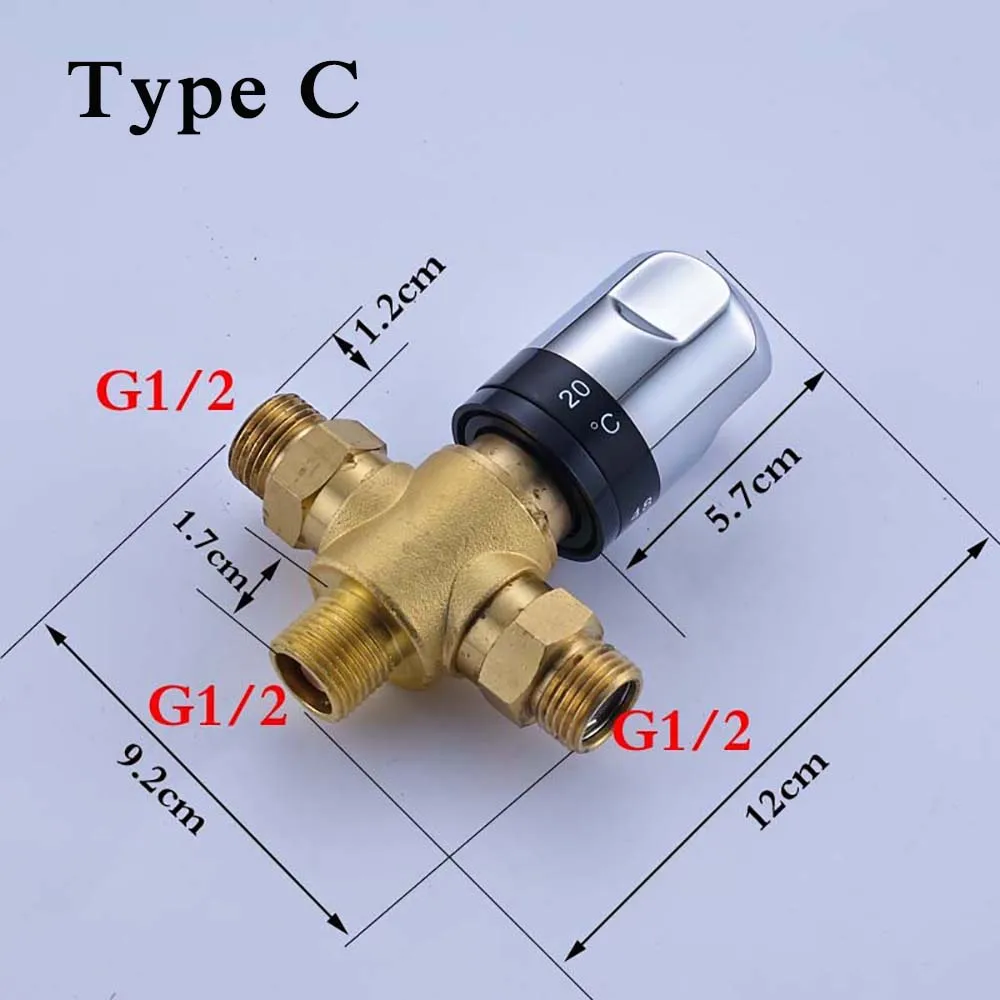 Shinesia Brass Thermostatic Mixer for Shower System 1/2 Water Temperature Control Faucet Control Valve Bathroom Faucet Valve Thermostatic Mixing Valve Faucet Valve