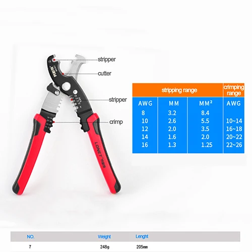 Высокое качество многофункциональный инструмент для зачистки проводов резак для кабеля щипцы Многофункциональный Инструмент электрика инструмент плоскогубцы Зачистка обжимка проводов инструмент - Цвет: NO.7